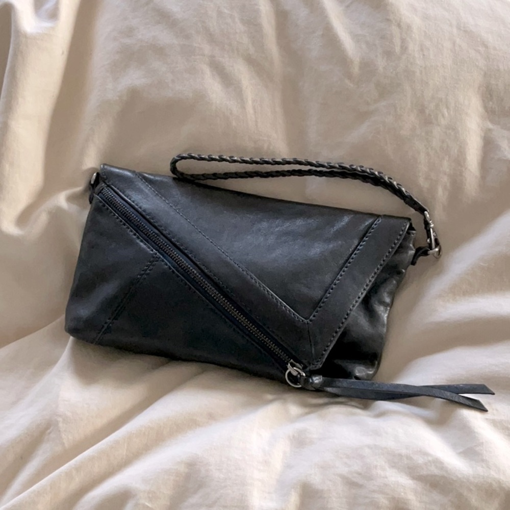 Marc New York Andrew Marc Navy Asymmetrical Zip Clutch